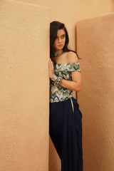 TAHA EMBELLISHED CORSET WITH DRAPE SKIRT