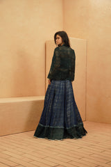 SAMAHA CUTWORK CAPE JACKET WITH CORSET AND LEHENGA