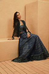 SAMAHA CUTWORK CAPE JACKET WITH CORSET AND LEHENGA