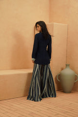 ZAHARA MIDNIGHT BLUE KURTA AND FLARED PANT