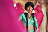 Katan Silk Fekua Weave Lehenga & Blouse with Organza Dupatta