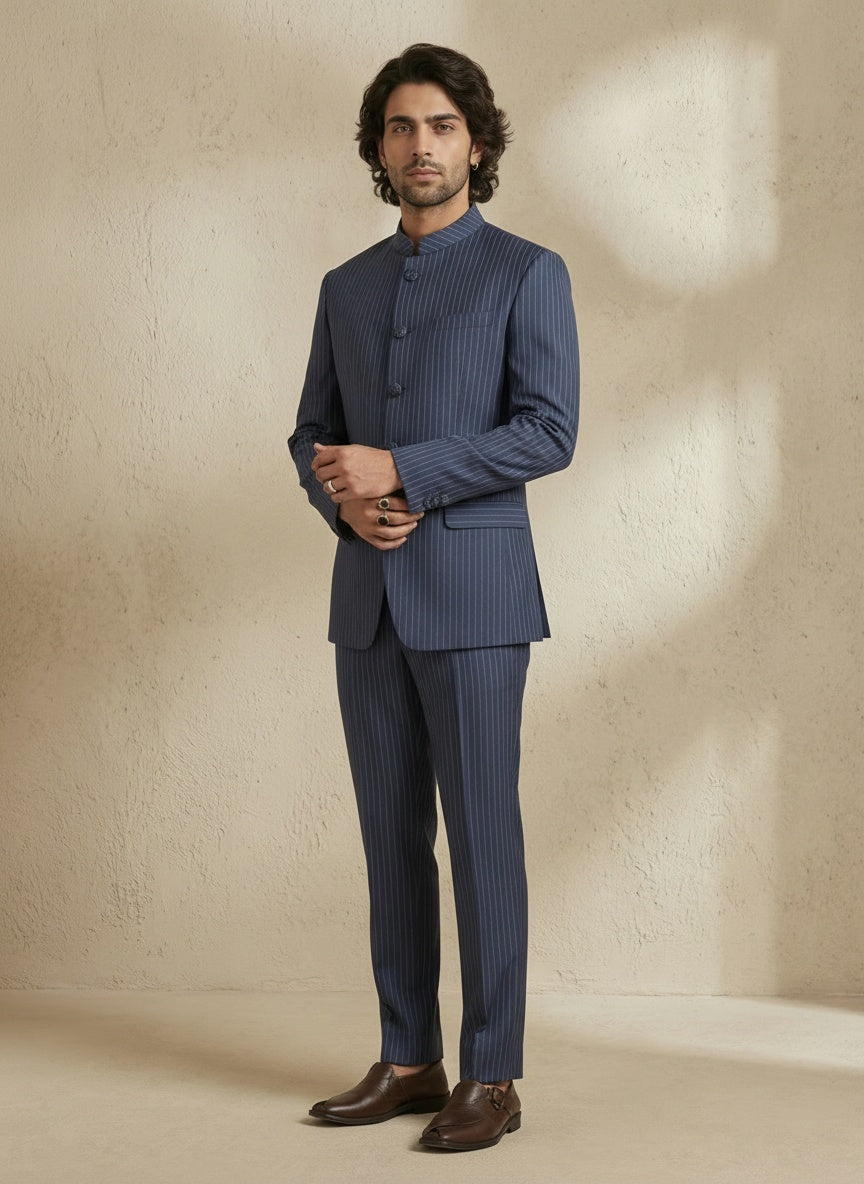 Pinstriped Classic Bandhgala