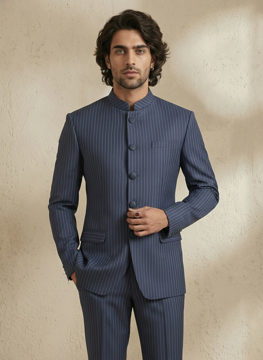 Pinstriped Classic Bandhgala