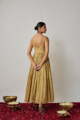 Champagne gold sequin embroidered georgette anarkali suit set