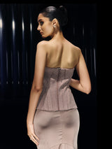 Seraphina Crystal Corset Paired with Draped Skirt