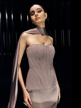 Seraphina Crystal Corset Paired with Draped Skirt