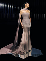 Seraphina Crystal Corset Paired with Draped Skirt