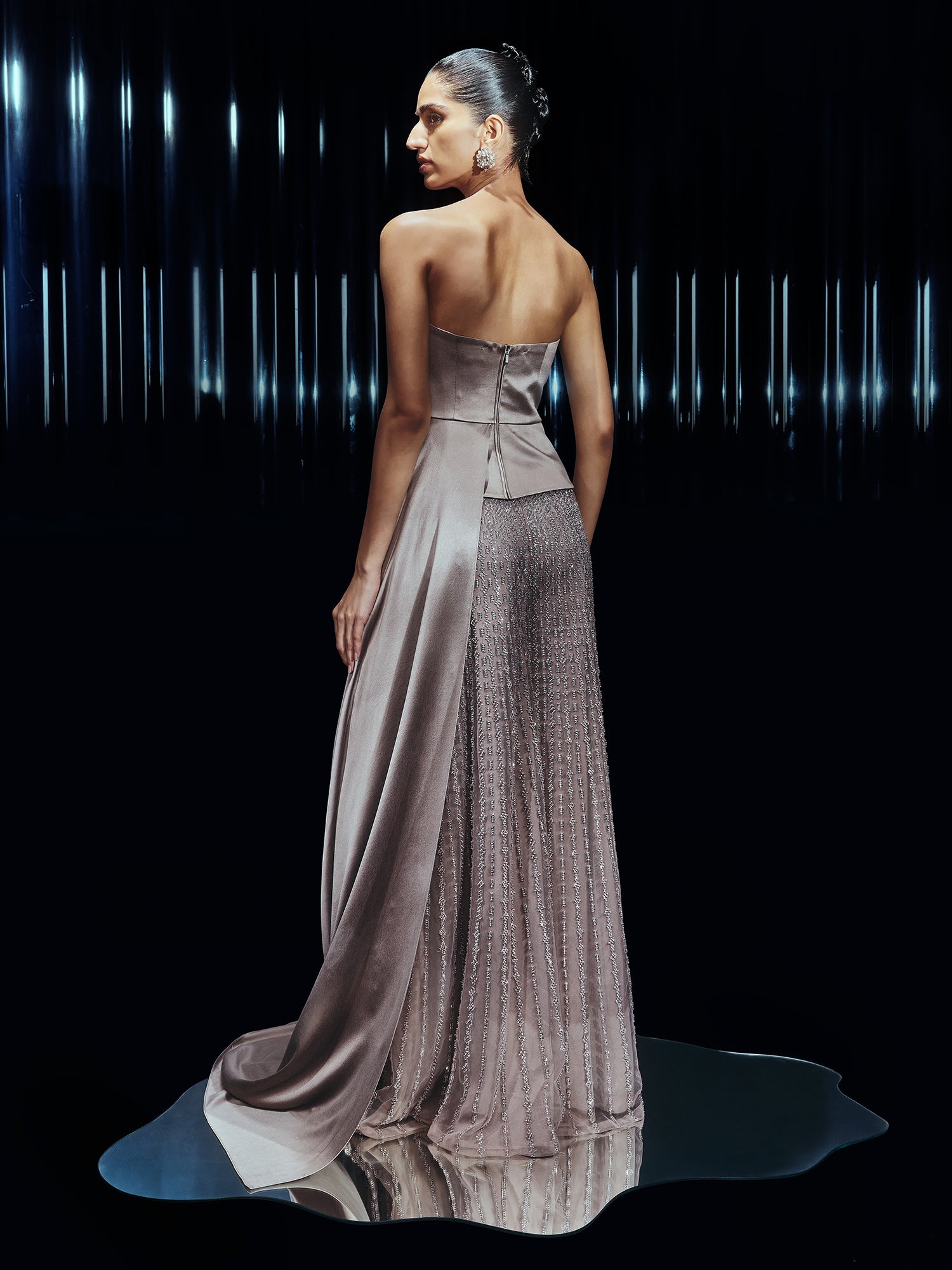 Luna Embellished Power Pants Paired with Draped Top