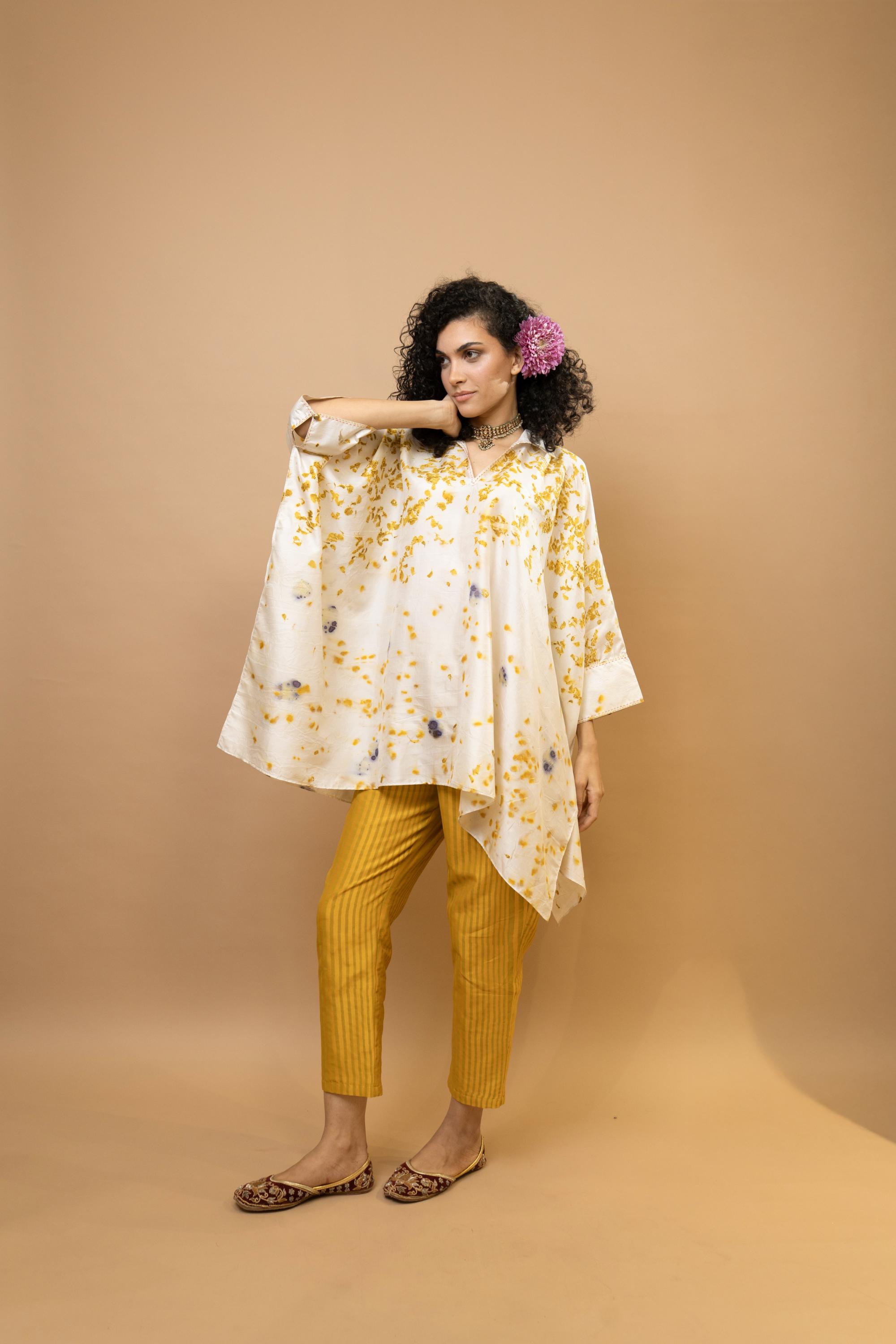 Marigold and rose petals kaftan top