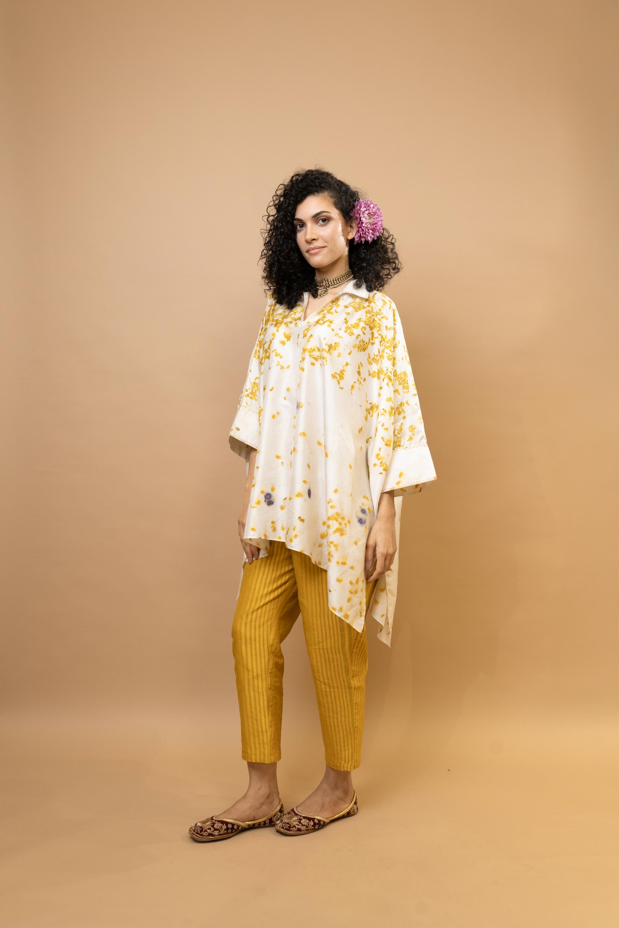 Marigold and rose petals kaftan top