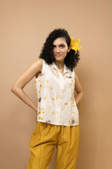 Marigold and rose petals Sleeveless shirt