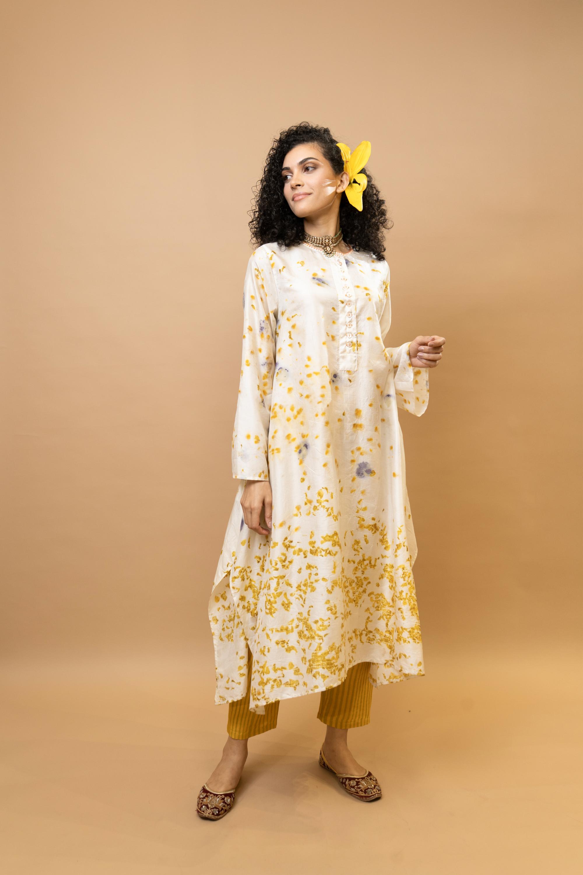 Marigold and rose petals long tunic