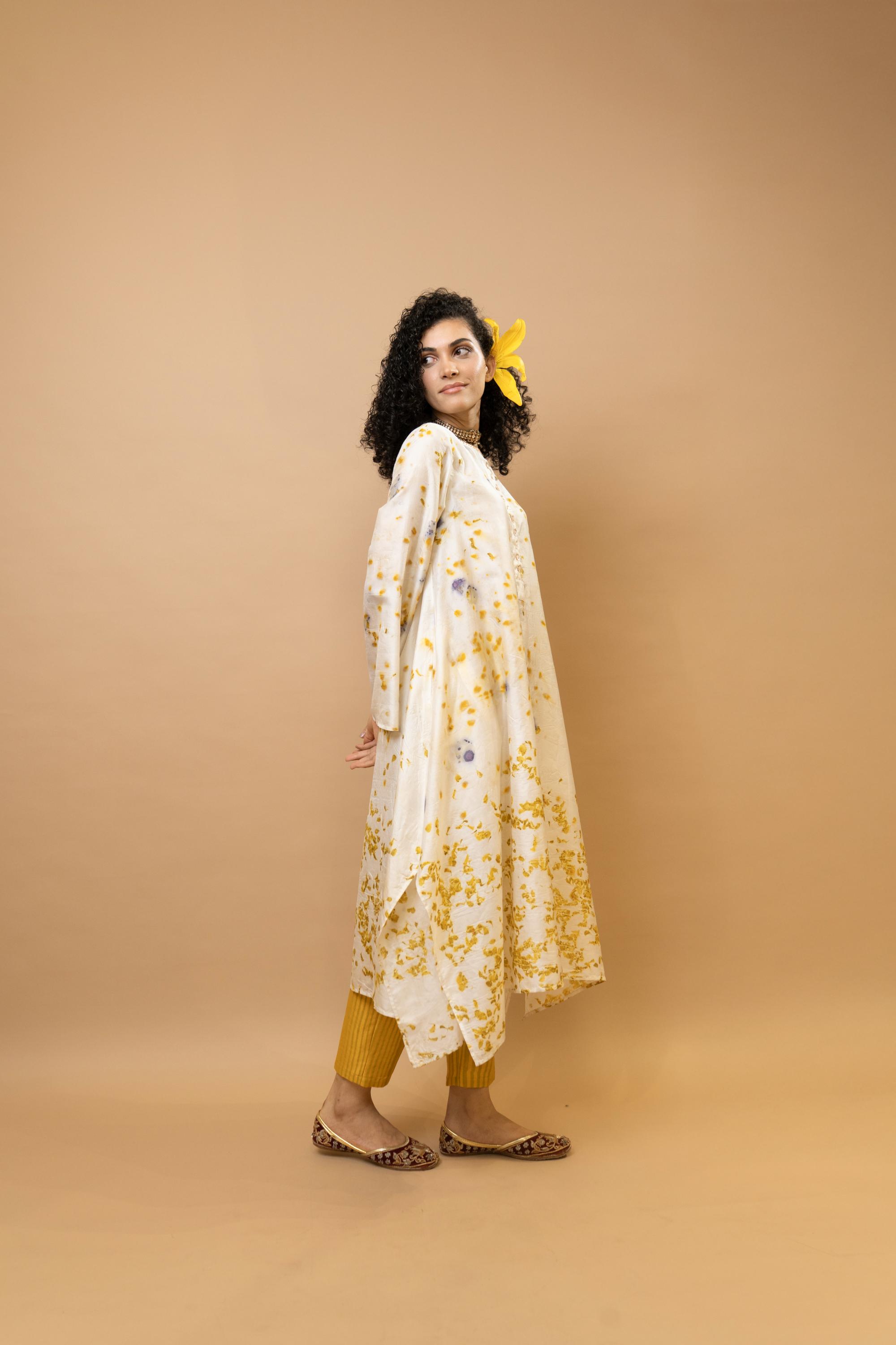 Marigold and rose petals long tunic