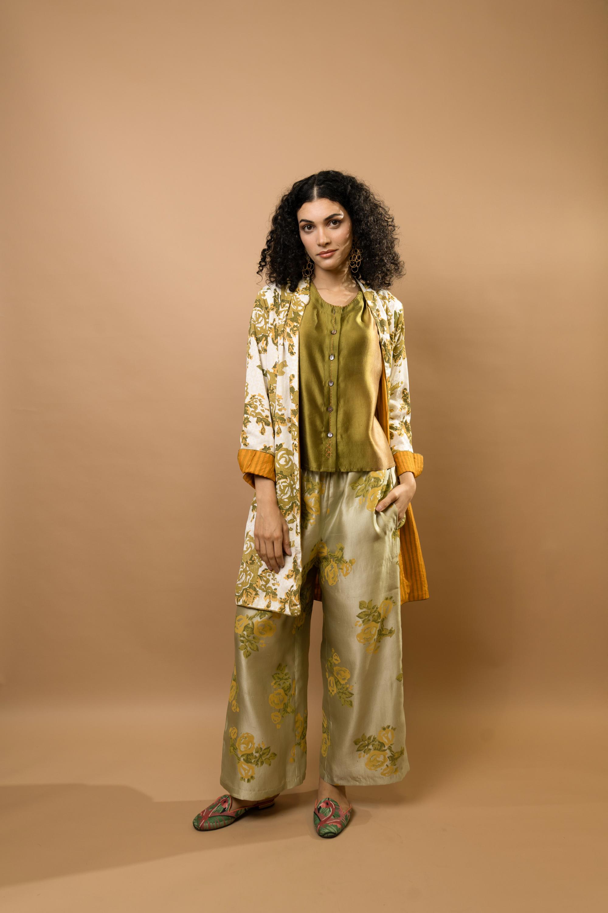 Reversible block-printed jacket