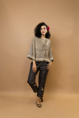 Patchwork-embroidered short jacket