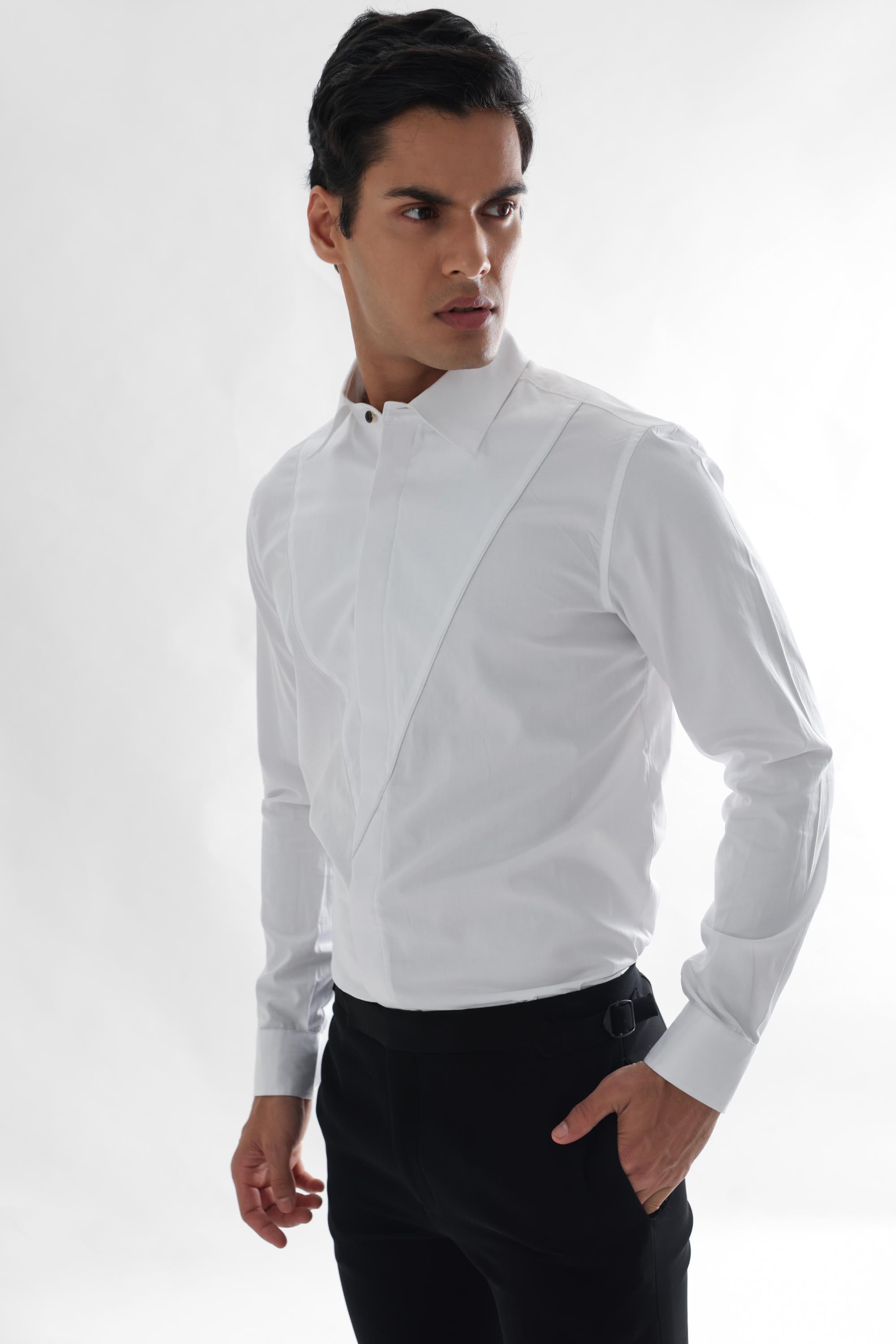 SHIRT- WHITE CORDING SHIRT