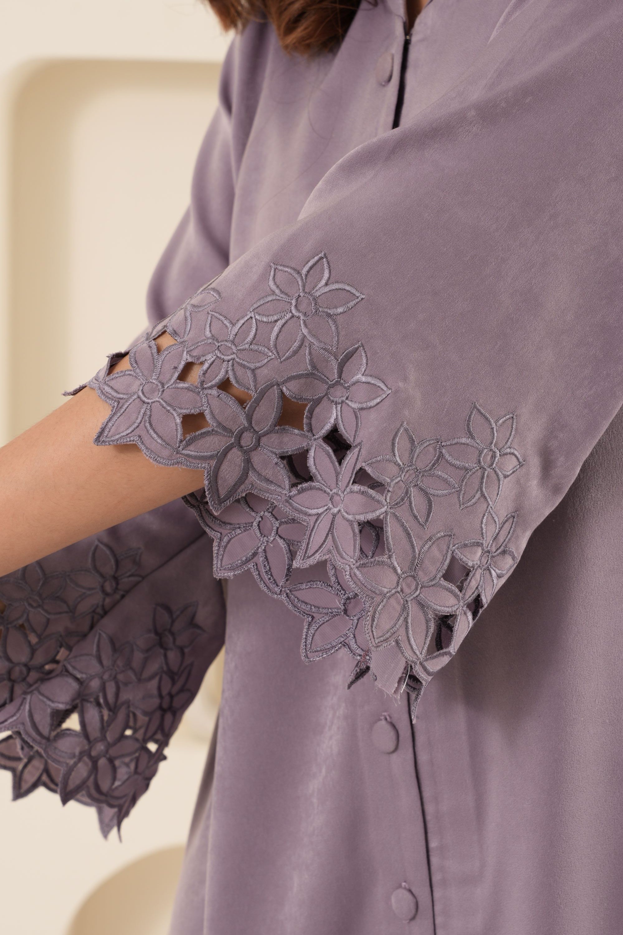 GUNJAN LADHA IN LILAC CUT WORK TUNIC AND BOTTOM SET