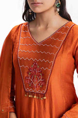 ORANGE YOKE KALI  KURTA SET