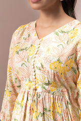 CREAM FLORAL GYPSY DRESS