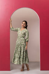GREEN RAYON GYPSY DRESS