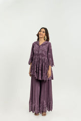 PURPPLE PEPLUM & PLAZO SET