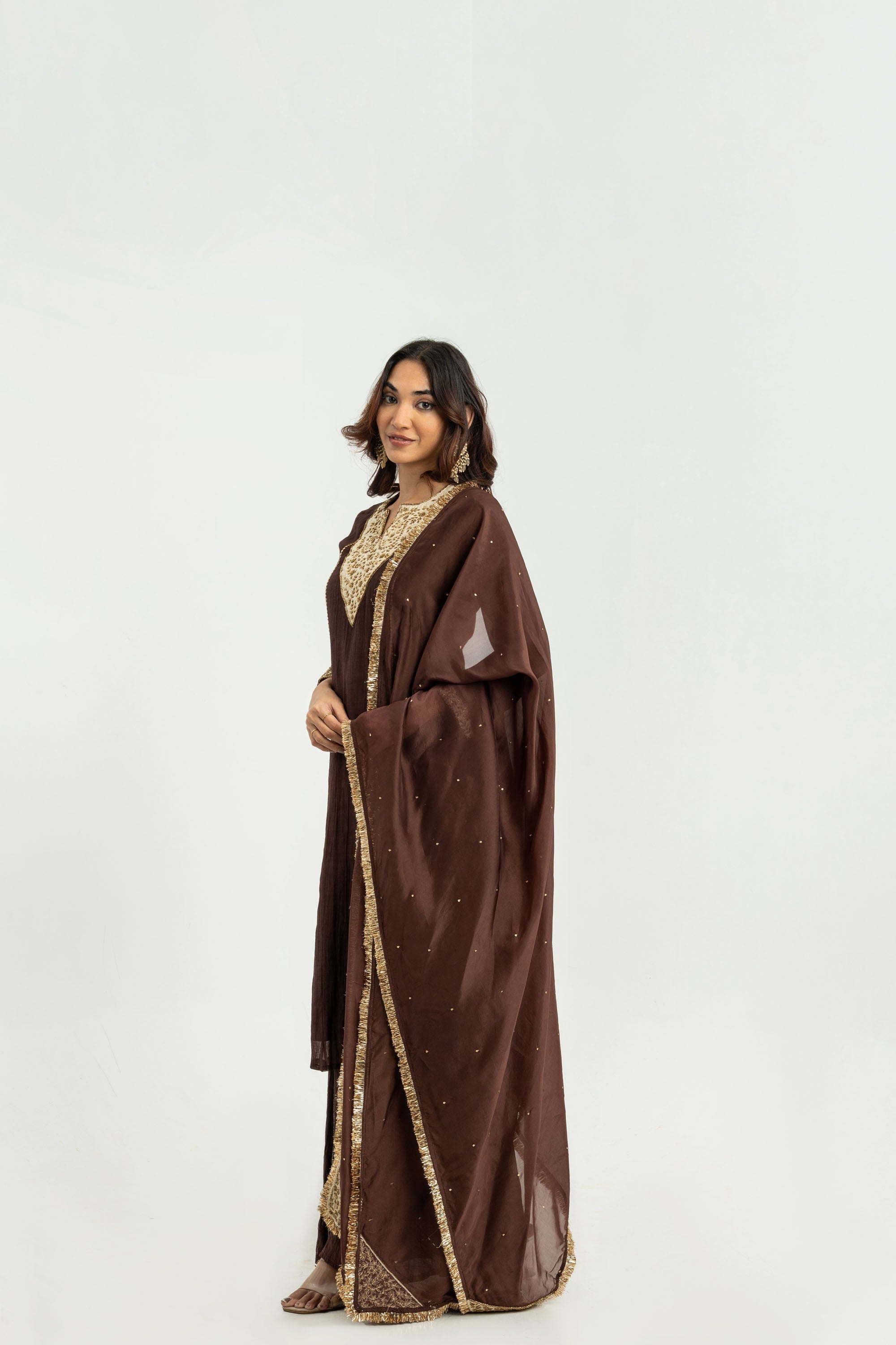 BROWN A-LINE SUIT SET
