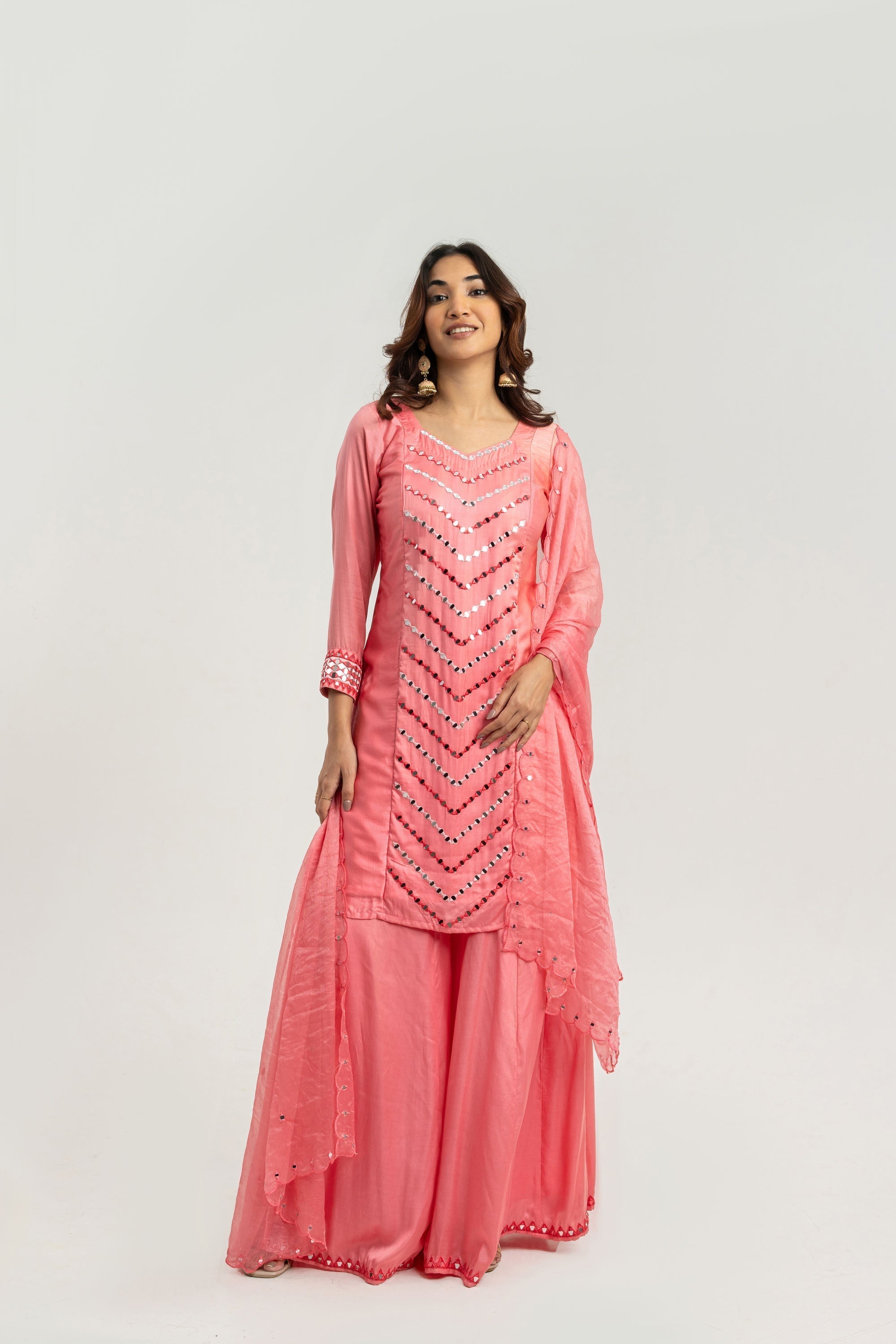 PINK MIRROR KURTA SET