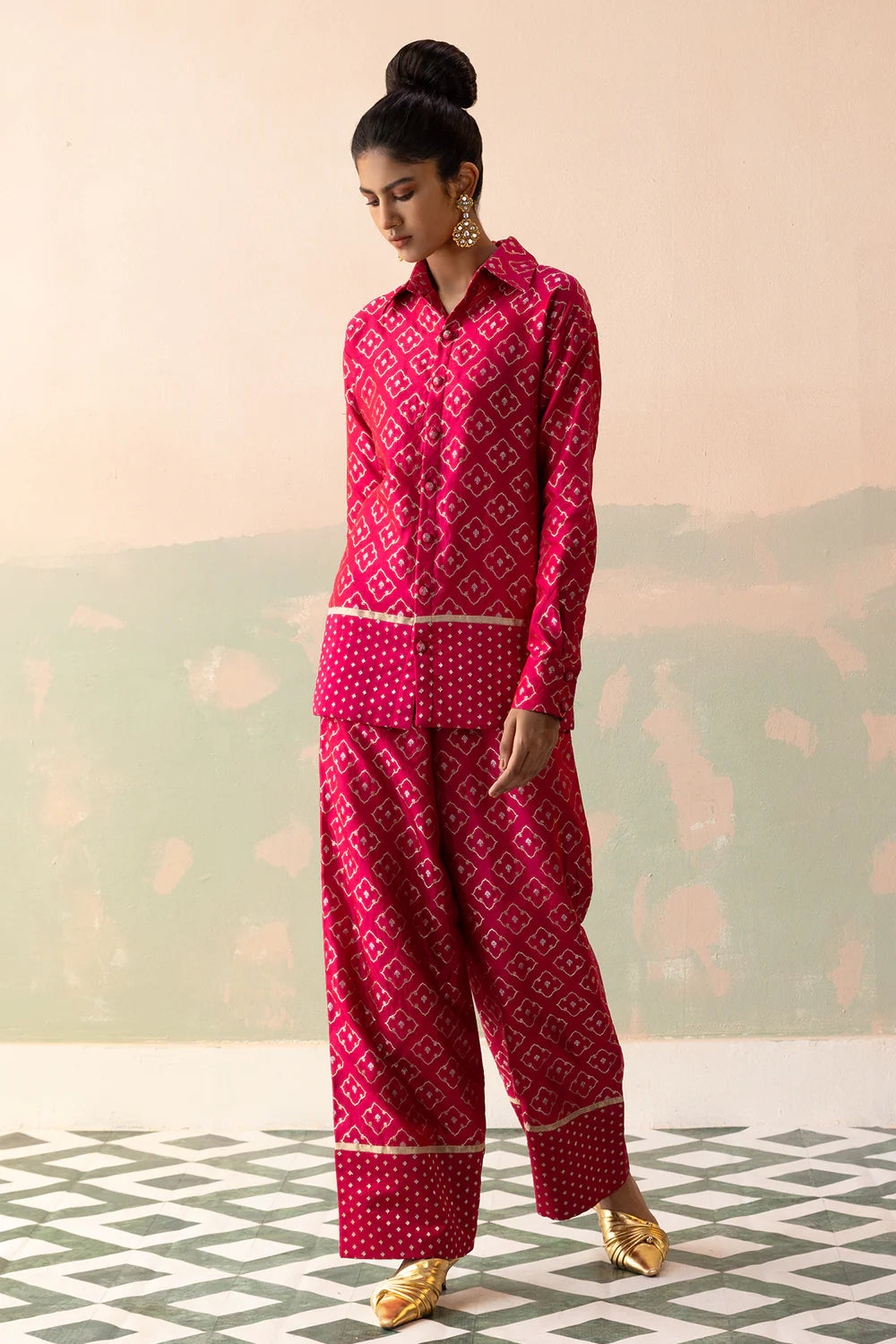 Raw Silk Benarasi Jaal Shirt & Pants with Zari Tissue Border