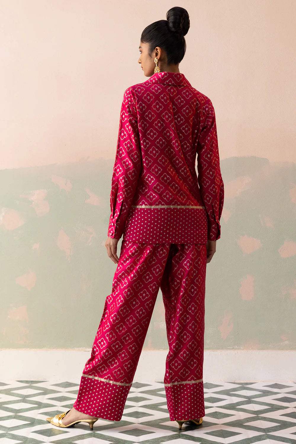Raw Silk Benarasi Jaal Shirt & Pants with Zari Tissue Border