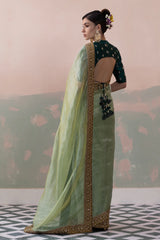 Tissue Silk Saree with Raw Silk Buty Blouse & Petticoat