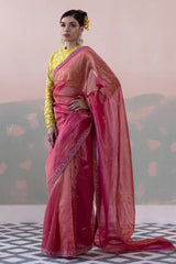 Tissue Silk Saree with Bengaluru Silk Tulip Jaal Blouse & Petticoat