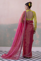 Tissue Silk Saree with Bengaluru Silk Tulip Jaal Blouse & Petticoat