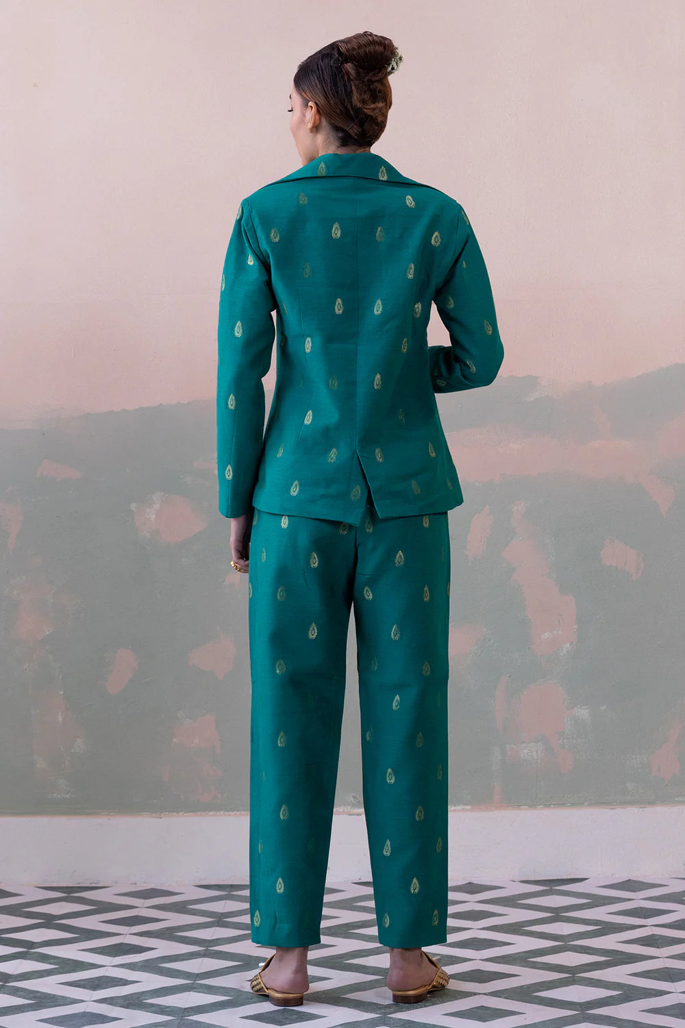 Moonga Silk Handwoven Blazer & Pants Set