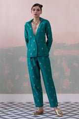Moonga Silk Handwoven Blazer & Pants Set