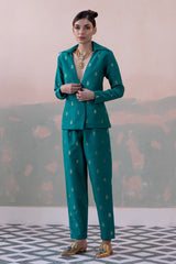 Moonga Silk Handwoven Blazer & Pants Set