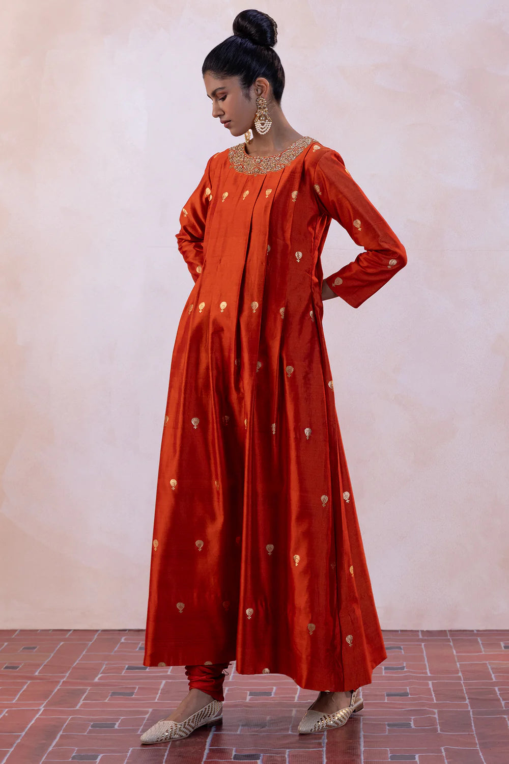 Antique Benarasi Kurta Set with Spun Silk Churidaar