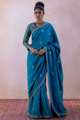 Benarasi Silk Flower Buty Saree with Silk Satin Jaal Blouse & Petticoat