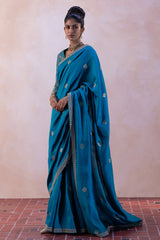 Benarasi Silk Flower Buty Saree with Silk Satin Jaal Blouse & Petticoat