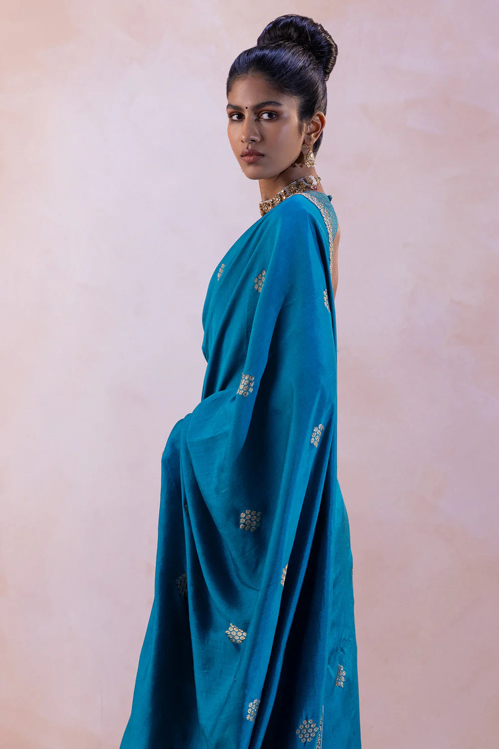 Benarasi Silk Flower Buty Saree with Silk Satin Jaal Blouse & Petticoat