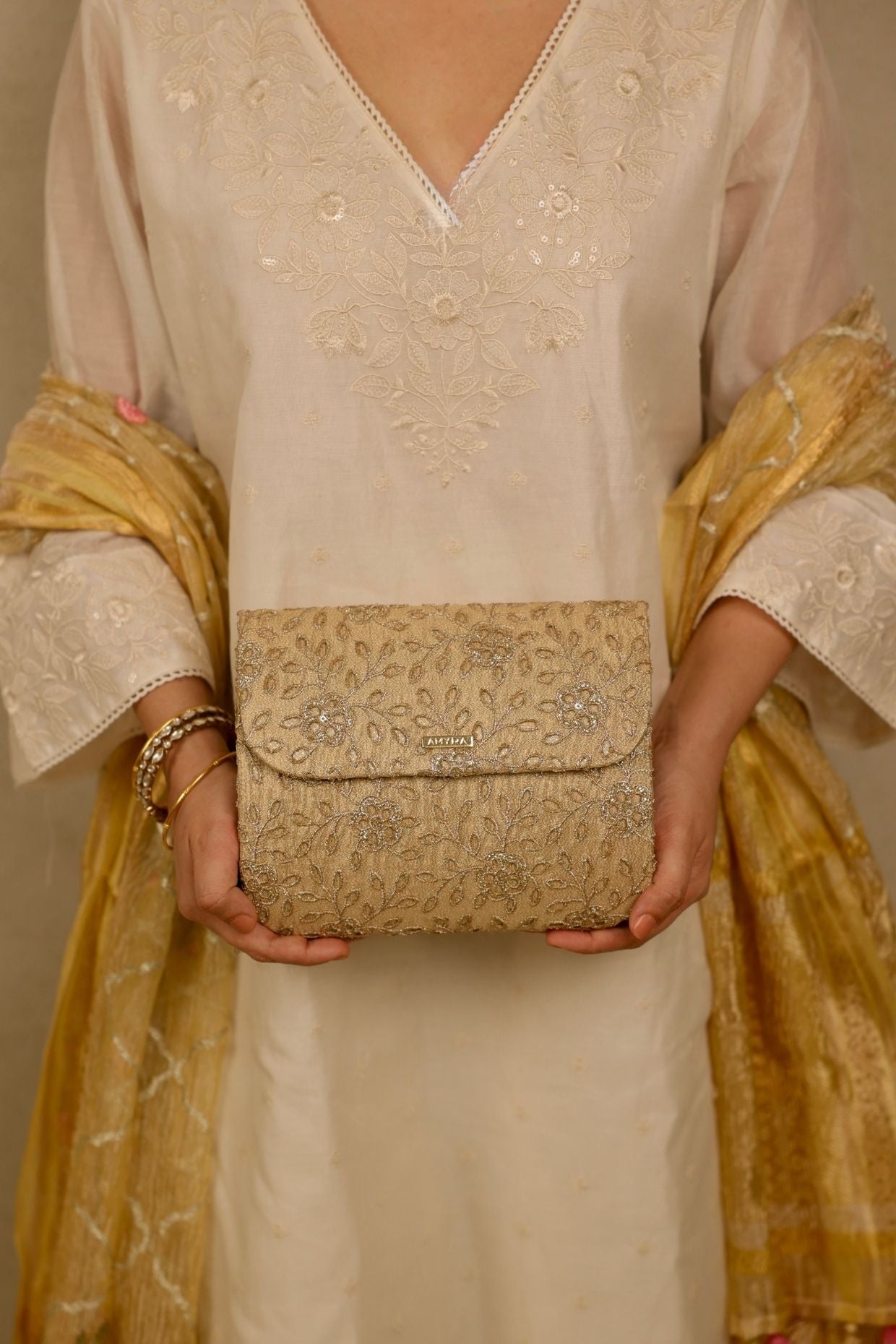 Tarang Flapover Bag - Gold