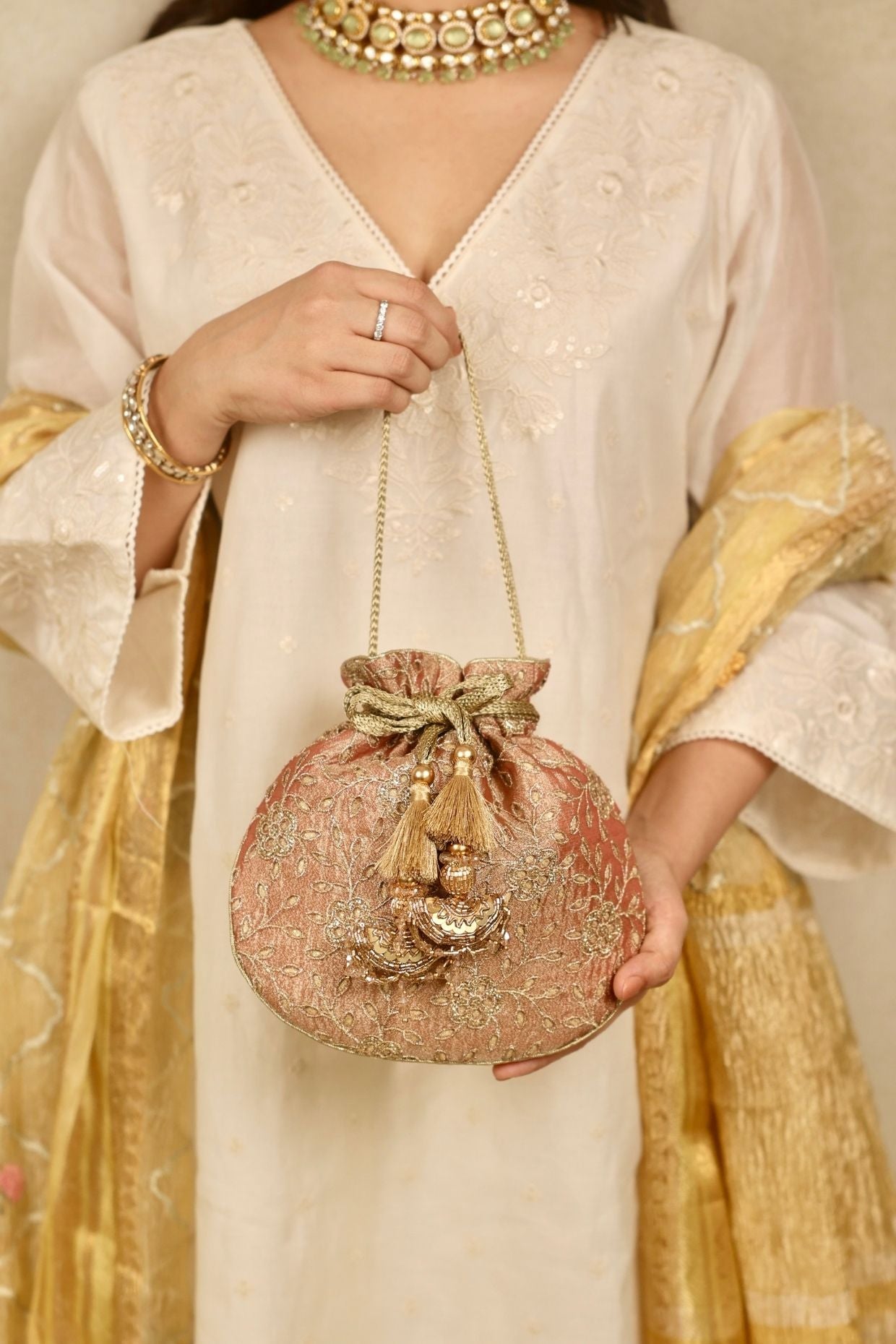 Tarang cutwork potli - Copper