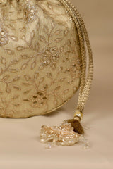 Tarang cutwork potli - Light gold