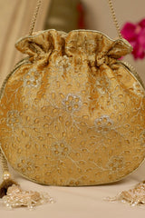 Tarang cutwork potli - Mustard