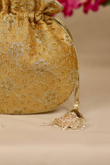 Tarang cutwork potli - Mustard