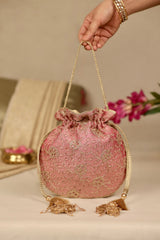 Tarang cutwork potli - Pink