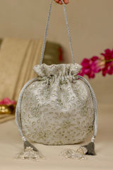 Tarang cutwork potli - Silver