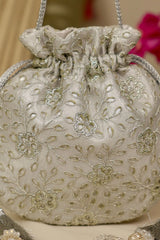 Tarang cutwork potli - Silver