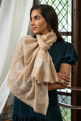 The Gilded Dragonfly | Embroidered Fine Wool Silk Stole