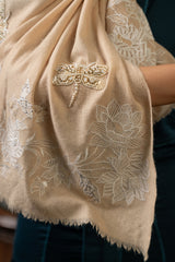 The Gilded Dragonfly | Embroidered Fine Wool Silk Stole