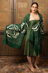 The Labyrinth Rose | Embroidered Fine Wool Silk Stole
